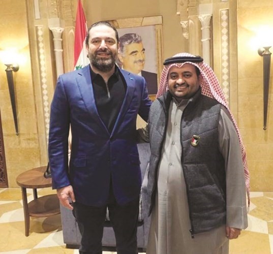 رئيس الوزراء اللبناني سعد الحريري مع م. فنيس العجمي في الجمهورية اللبنانية﻿