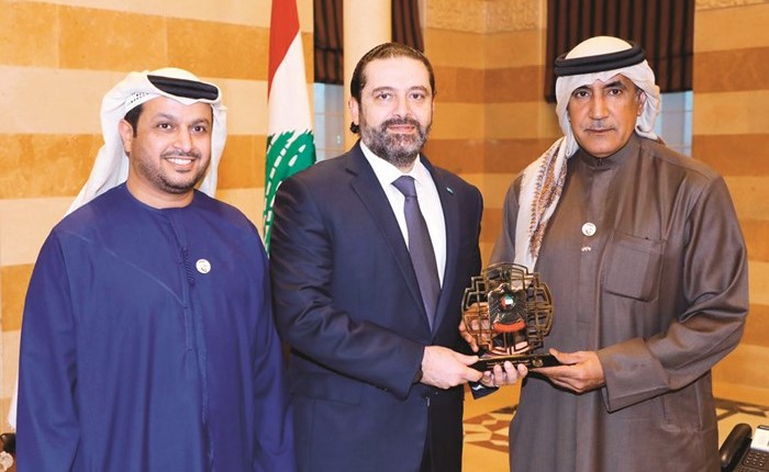 الحريري مستقبلا الرميثي بحضور السفير الإماراتي في بيروت ﻿
