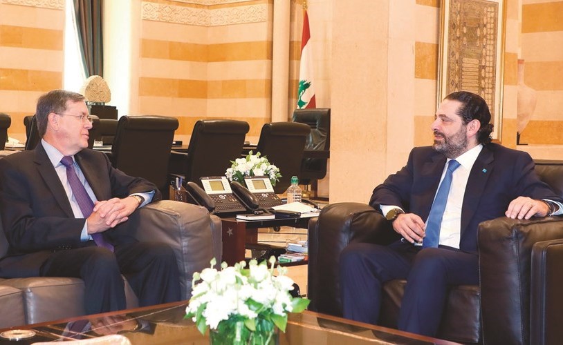 رئيس مجلس الوزراء سعد الحريري مستقبلا مساعد وزير الخارجية الاميركية دايفيد ساترفيلد -(محمود الطويل) ﻿