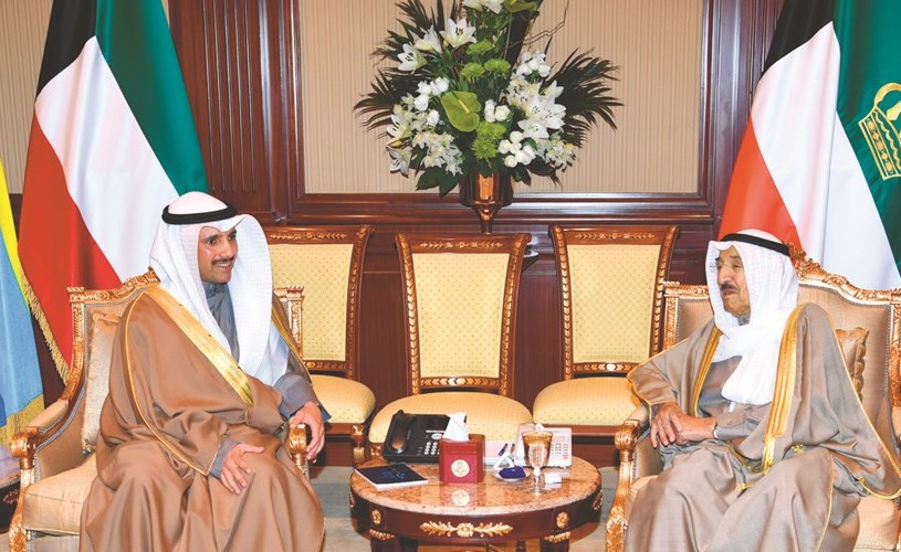 صاحب السمو الأمير الشيخ صباح الأحمد مستقبلا رئيس مجلس الأمة مرزوق الغانم﻿