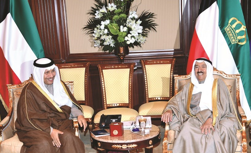 صاحب السمو الأمير خلال استقباله سمو رئيس الوزراء الشيخ جابر المبارك﻿