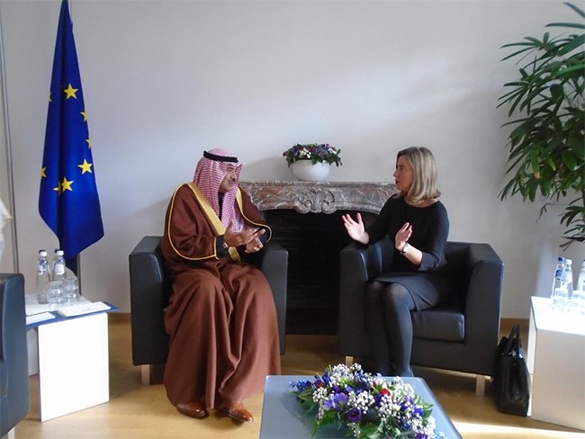 الخالد يلتقي الممثلة العليا للسياسة الخارجية والأمنية بالإتحاد الأوروبي
