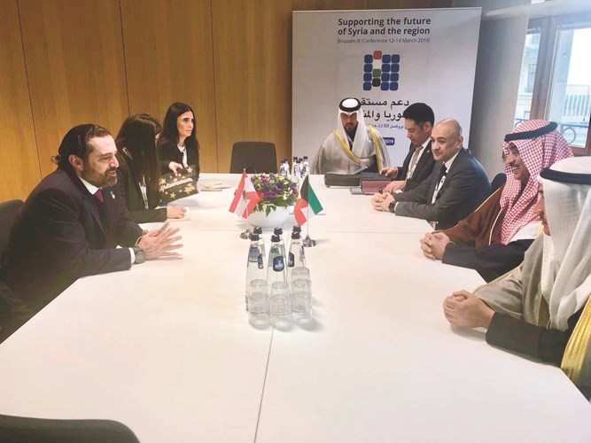 الشيخ صباح الخالد مستقبلا رئيس الوزراء في الجمهورية اللبنانية سعد الحريري﻿