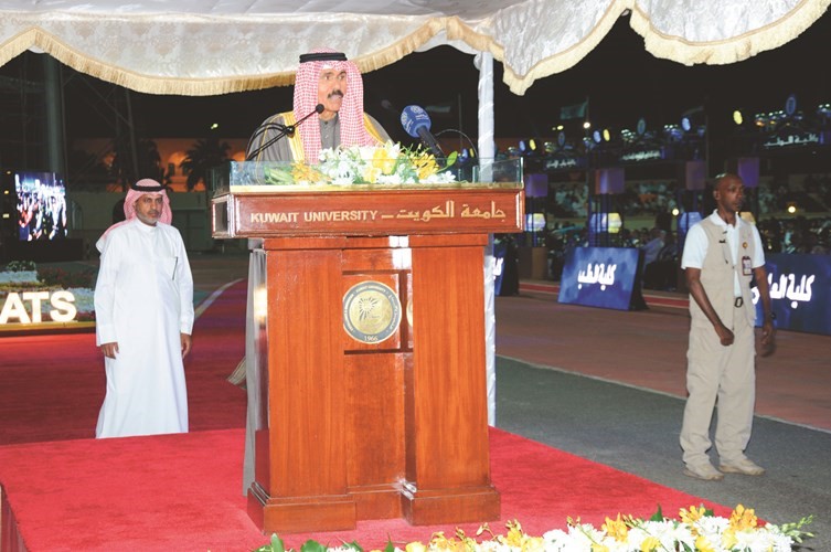 سمو ولي العهد الشيخ نواف الاحمد يلقي كلمته في الحفل ﻿