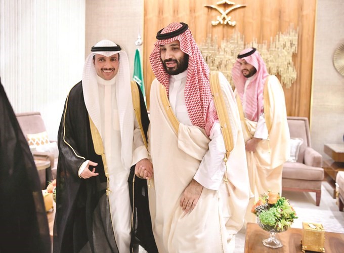 صاحب السمو الملكي الأمير محمد بن سلمان ورئيس مجلس الأمة مرزوق الغانم﻿