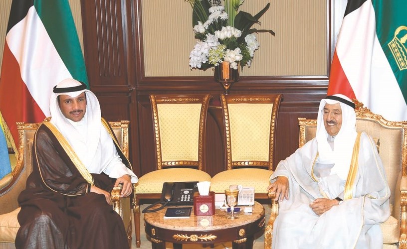 صاحب السمو الأمير الشيخ صباح الأحمد مستقبلا رئيس مجلس الأمة مرزوق الغانم ﻿