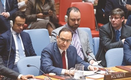 السفير منصور العتيبي خلال جلسة مجلس الأمن﻿