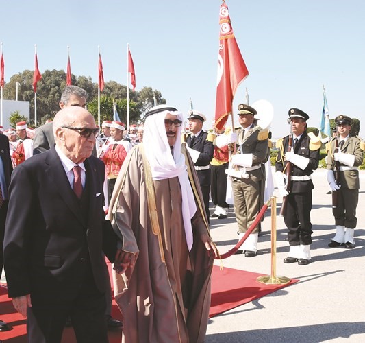 صاحب السمو الأمير الشيخ صباح الأحمد والرئيس التونسي الباجي قايد السبسي﻿