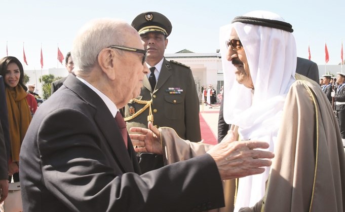 صاحب السمو الامير الشيخ صباح الاحمد لدى مغادرته تونس وفي وداعه الرئيس التونسي ﻿