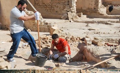  جانب من أعمال الترميم في قصر خزعل (قصر الغانم) ﻿