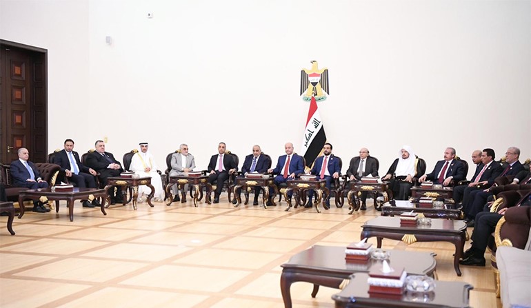 الرئيس العراقي يستقبل في بغداد الغانم ورؤساء برلمانات دول جوار العراق