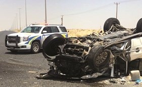 انقلاب المركبة على طريق الأرتال﻿