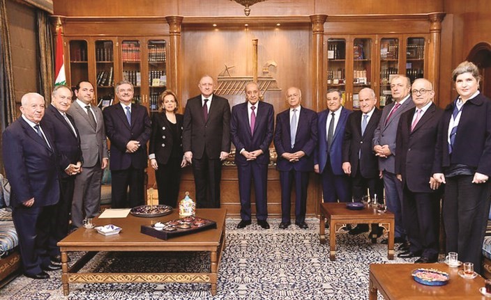 رئيس مجلس النواب نبيه بري مستقبلا مجلس أمناء الجمعية الخيرية الإسلامية العالمية- (محمود الطويل)﻿