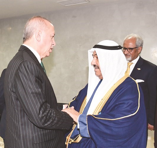 الرئيس التركي رجب طيب أردوغان مرحبا بسمو الشيخ ناصر المحمد﻿