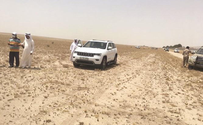 انتشار فريق الزراعة في منطقة الوفرة لمكافحة الجراد﻿