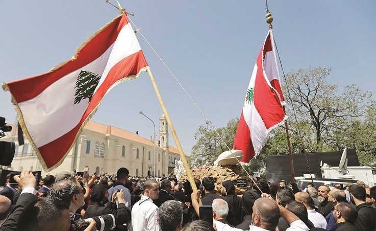جانب من تشييع البطريرك نصرالله صفير أمس﻿