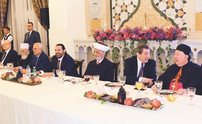 رئيس مجلس الوزراء سعد الحريري خلال إقامته مأدبة الإفطار أمس الأول في السراي الكبير       (محمود الطويل)﻿