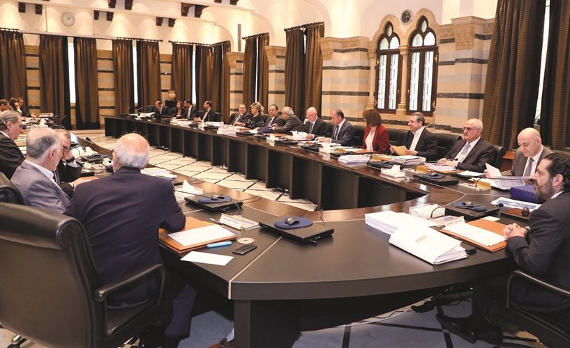 رئيس مجلس الوزراء سعد الحريري مترئسا جلسة مجلس الوزراء في السراي الحكومي الذي انهى موازنة 2019 بعد 19 جلسة متواصلة(محمود الطويل)
﻿