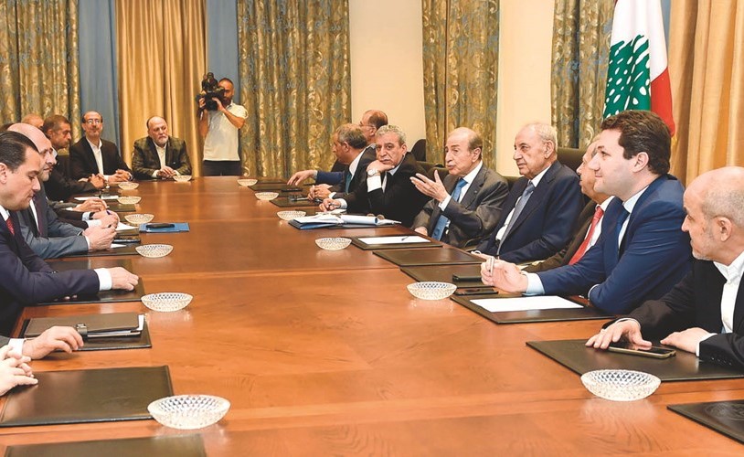 رئيس مجلس النواب نبيه بري خلال لقاء الاربعاء النيابي في عين التنية	(محمود الطويل)﻿