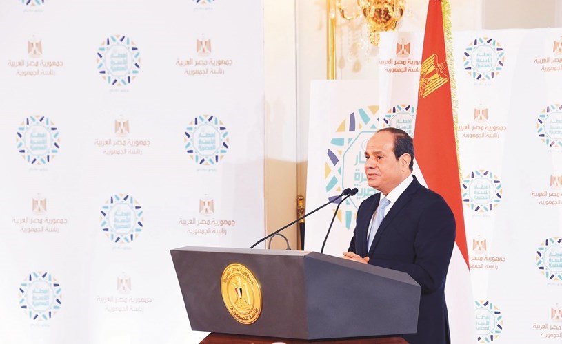 الرئيس المصري عبد الفتاح السيسي متحدثا خلال حفل إفطار الأسرة المصرية امس الاول﻿