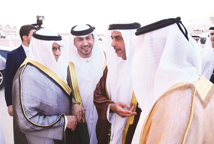 الشيخ خالد الجراح خلال استقباله نائب رئيس الوزراء ووزير الداخلية ﻿﻿في دولة الإمارات سمو الشيخ سيف بن زايد آل نهيان ﻿