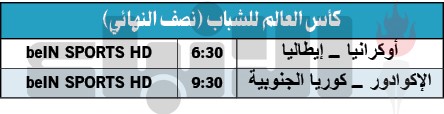 أوكرانيا تواجه إيطاليا والإكوادور تلاقي كوريا