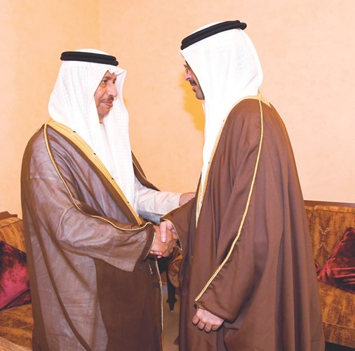 سمو الشيخ جابر المبارك يتلقى التعازي من سمو الشيخ خليفة بن علي﻿