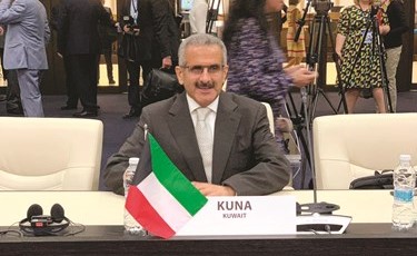 الشيخ مبارك الدعيج خلال مشاركته في المؤتمر الدولي السادس لوكالات الأنباء﻿