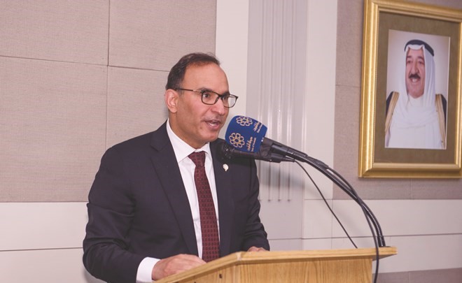 السفير منصور العتيبي يلقي كلمة خلال حفل الاستقبال﻿