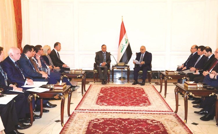 رئيس الوزراء العراقي عادل عبدالمهدي خلال استقباله وفد مجلس الأمن ﻿