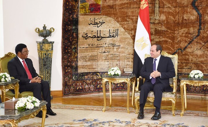 الرئيس عبدالفتاح السيسي مستقبلا رئيس وزراء تنزانيا قاسم ماجاليوا أمس﻿