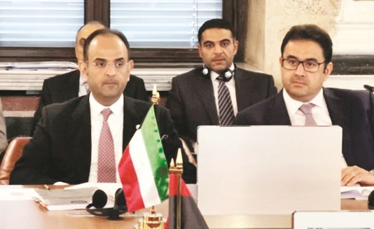 د.نايف الحجرف خلال مشاركته باجتماع المجلس الوزاري لصندوق أوپيك 	(كونا)﻿