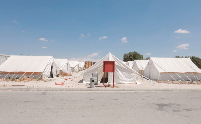 مخيم لايواء اللاجئين على بعد 20 كلم من العاصمة القبرصية نيقوسيا(أ.ف.پ)﻿