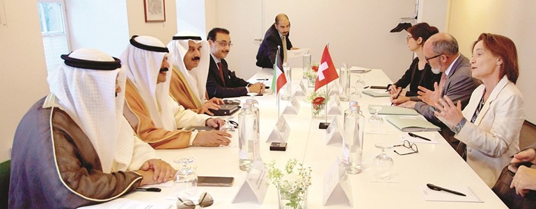 خالد الجارالله مع وزيرة الدولة للشؤون الدولية باسكال بارسيفيل والسفير وليد الخبيزي ‏و السفير أيهم العمر والسفير بدر التنيب﻿