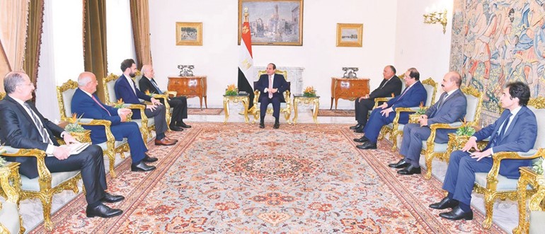 الرئيس المصري عبدالفتاح السيسي مستقبلا زعيم الحزب التقدمي الاشتراكي اللبناني وليد جنبلاط﻿