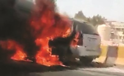 المركبة اثناء احتراقها على السادس﻿