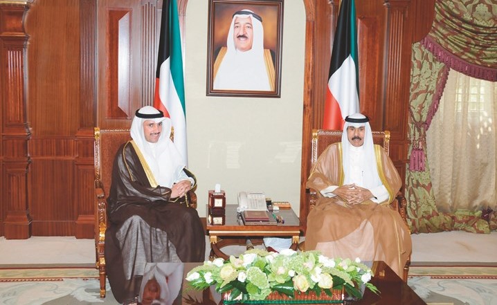 سمو نائب الأمير وولي العهد الشيخ نواف الأحمد مستقبلا مرزوق الغانم ﻿