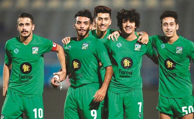 فرحة لاعبي العربي بتسجيل أحد الأهداف						 (المركز الإعلامي للعربي)﻿