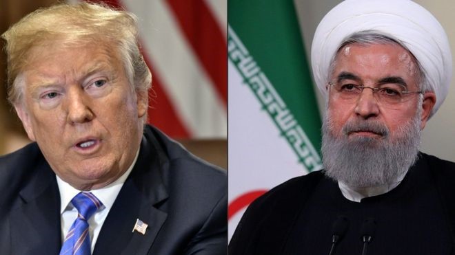 الرئيس الأميركي دونالد ترامب ونظيره الإيراني حسن روحاني