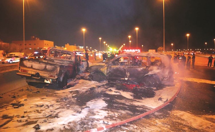 الحادث بعد تعامل رجال الاطفاء معه﻿