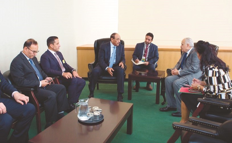 وزير الخارجية الشيخ صباح الخالد خلال لقاء الممثل الخاص للأمين العام للأمم المتحدة إلى ليبيا غسان سلامة﻿