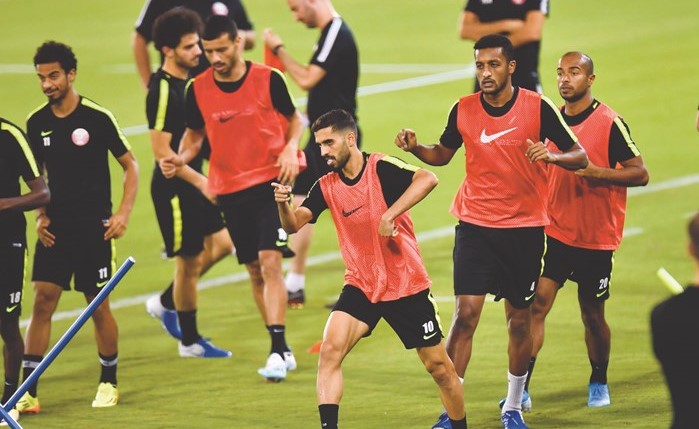 جانب من تدريبات منتخب قطر﻿