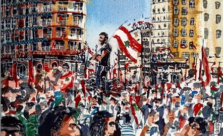 لحظات "مؤثرة" للتظاهرات اللبنانية "تخلدها" تصاميم ملهمة