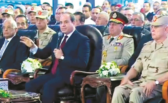 صورة تلفزيونية للرئيس عبدالفتاح السيسي خلال افتتاح عدد من المشروعات القومية﻿