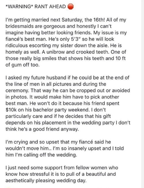 عروس ترفض صديق العريس أشبينًا له لأنه قصير !