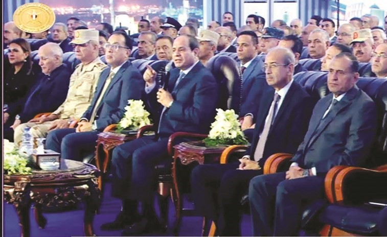 صورة تلفزيونية لكلمة الرئيس عبد الفتاح السيسي خلال افتتاح عددا من المشروعات في دمياط أمس﻿