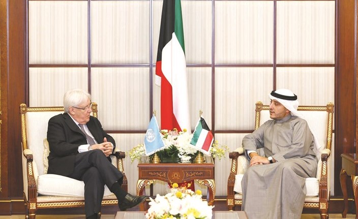 الشيخ د.أحمد ناصر المحمد مستقبلا المبعوث الخاص للأمين العام للأمم المتحدة إلى اليمن﻿