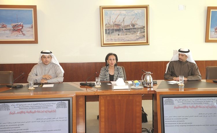 وفاء القطامي خلال الاجتماع بوفد وكالة ستاندرد آند بورز﻿
