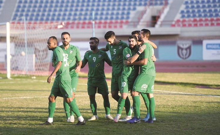 احتفال لاعبي العربي بهدف الفوز على النصر 	(محمد هاشم)