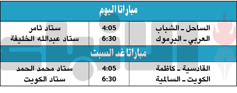 الكويت والقادسية لتصحيح الأوضاع أمام السالمية وكاظمة غداً